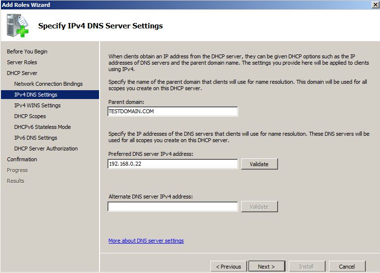 IPv4 DNS Settings